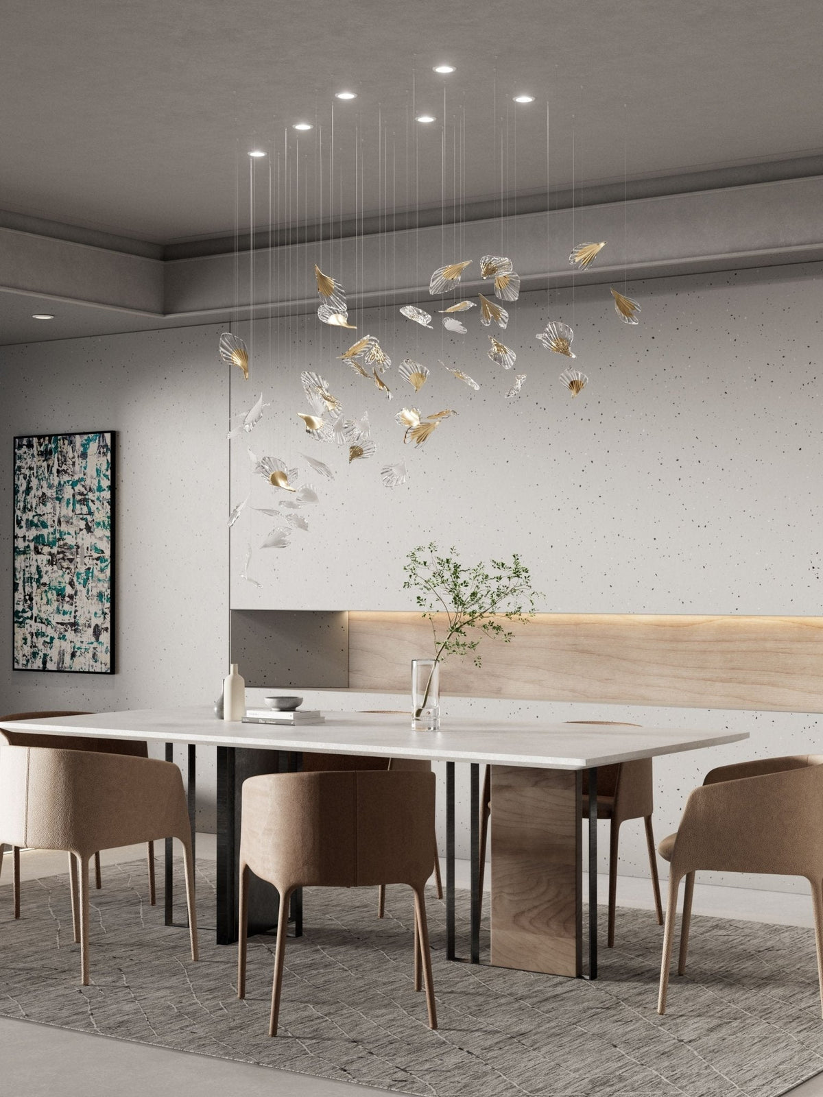 Breezeleaf Modern Chandelier with Adjustable LED Lighting — front view