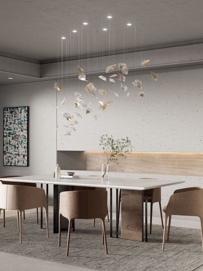 Breezeleaf Modern Chandelier with Adjustable LED Lighting — front view