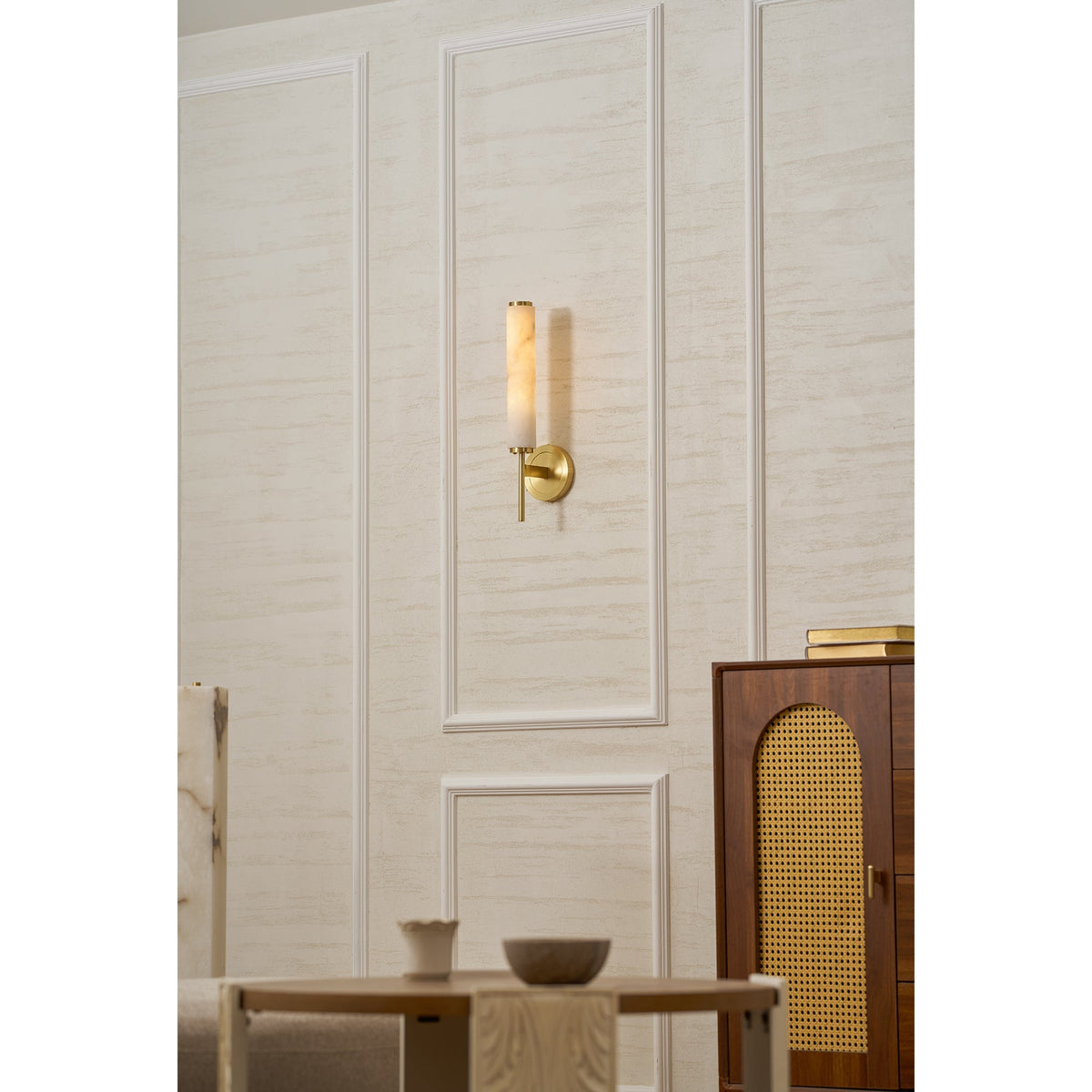 Alabaster Wall Sconce with Adjustable Brightness