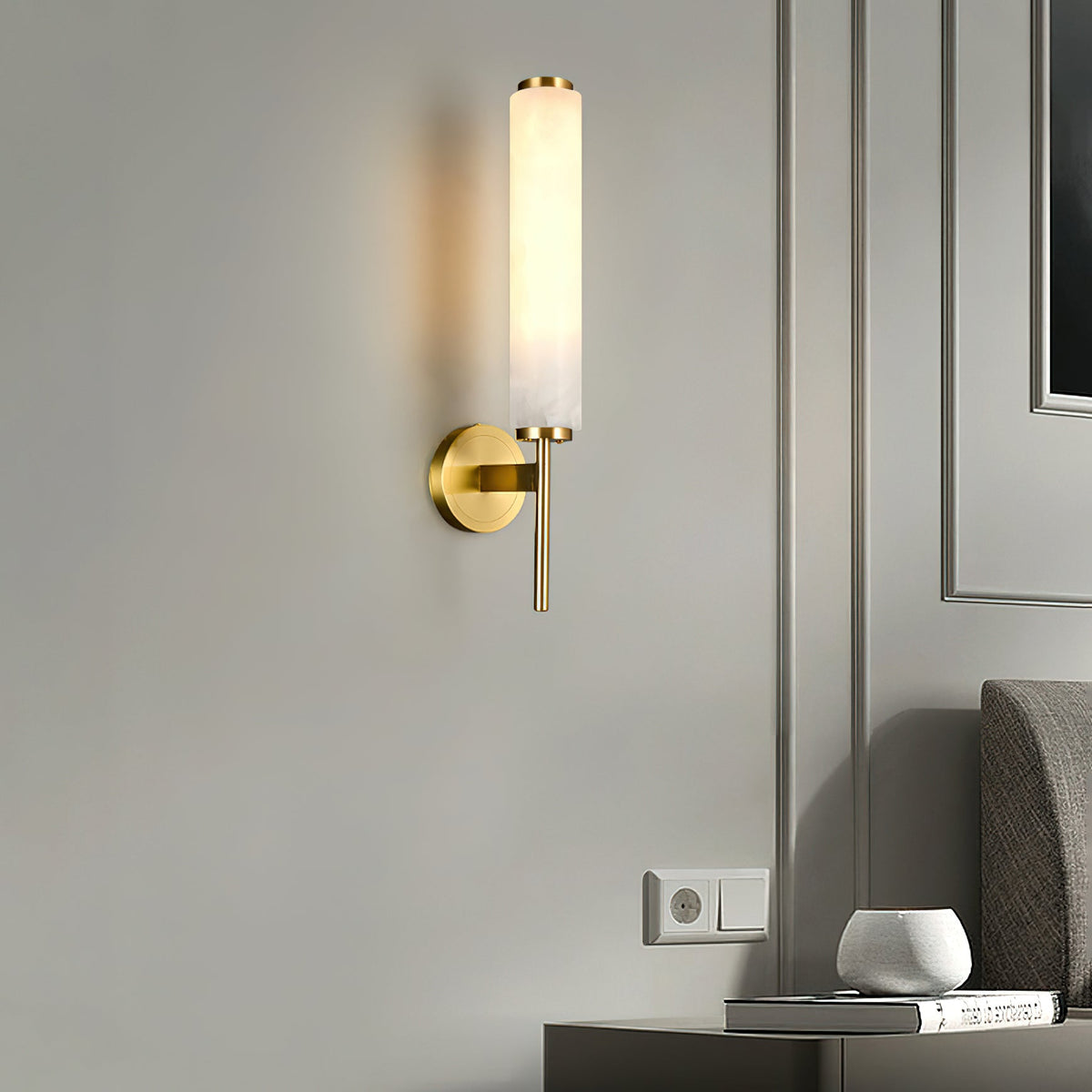 Alabaster Wall Sconce with Adjustable Brightness