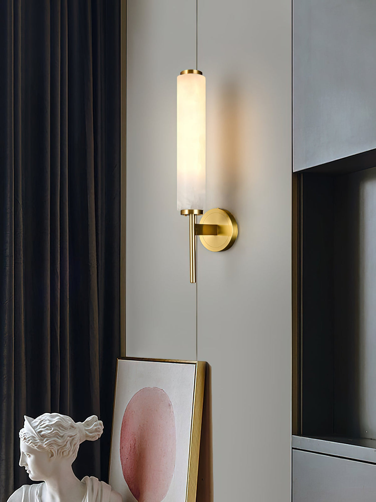 Alabaster Wall Sconce with Adjustable Brightness — front view