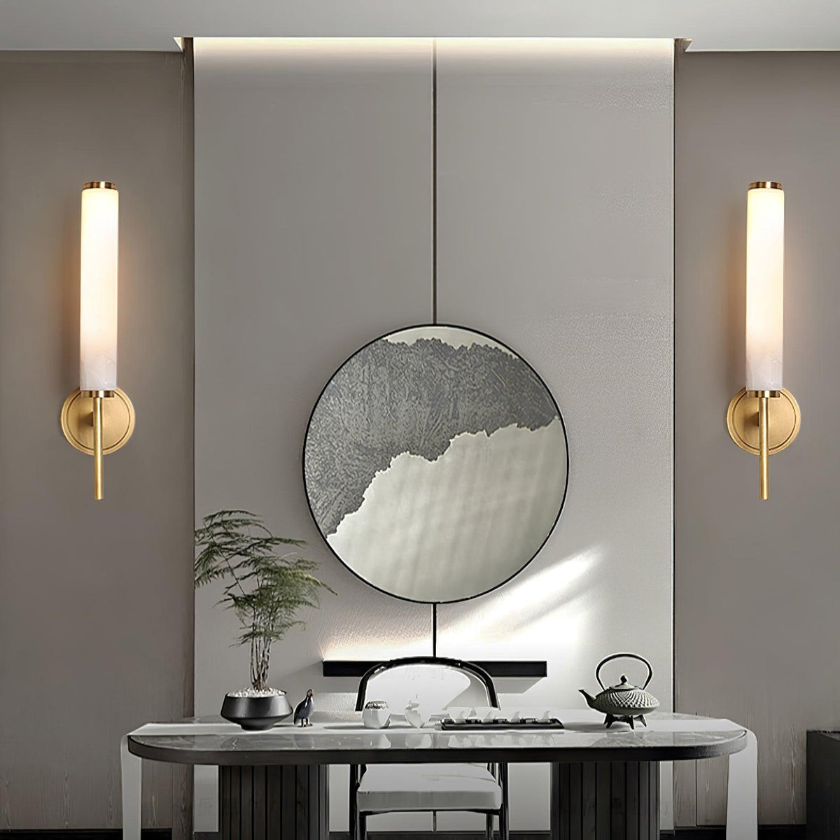 Alabaster Wall Sconce with Adjustable Brightness