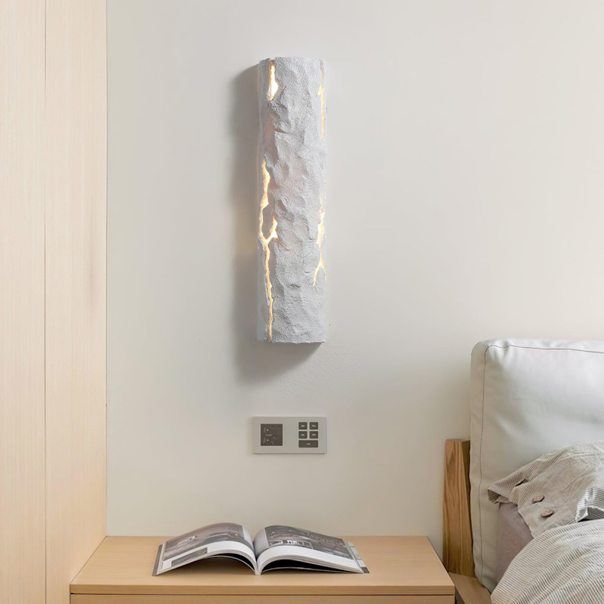 Bark-Textured Outdoor Wall Light, Waterproof Design — front view