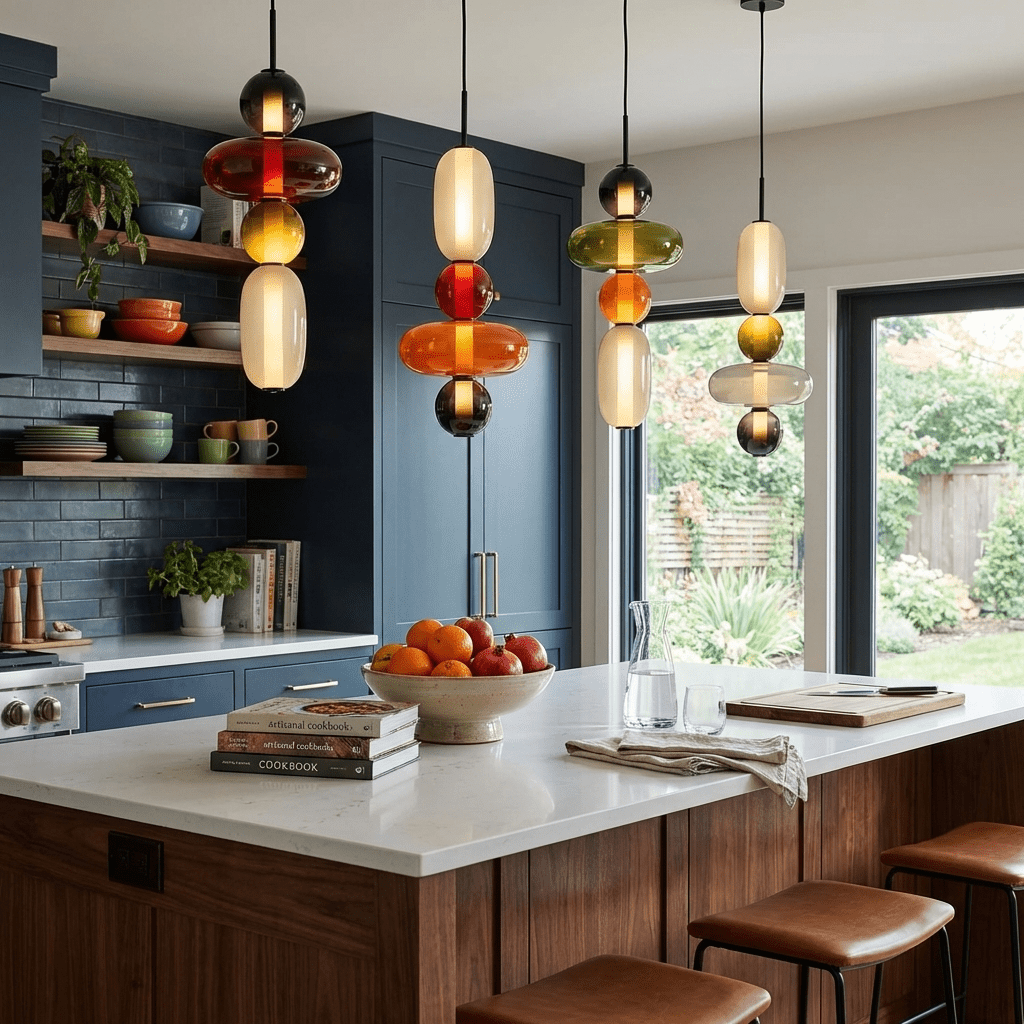 Candy Glass Pendant Light with Dimmable Light — side view