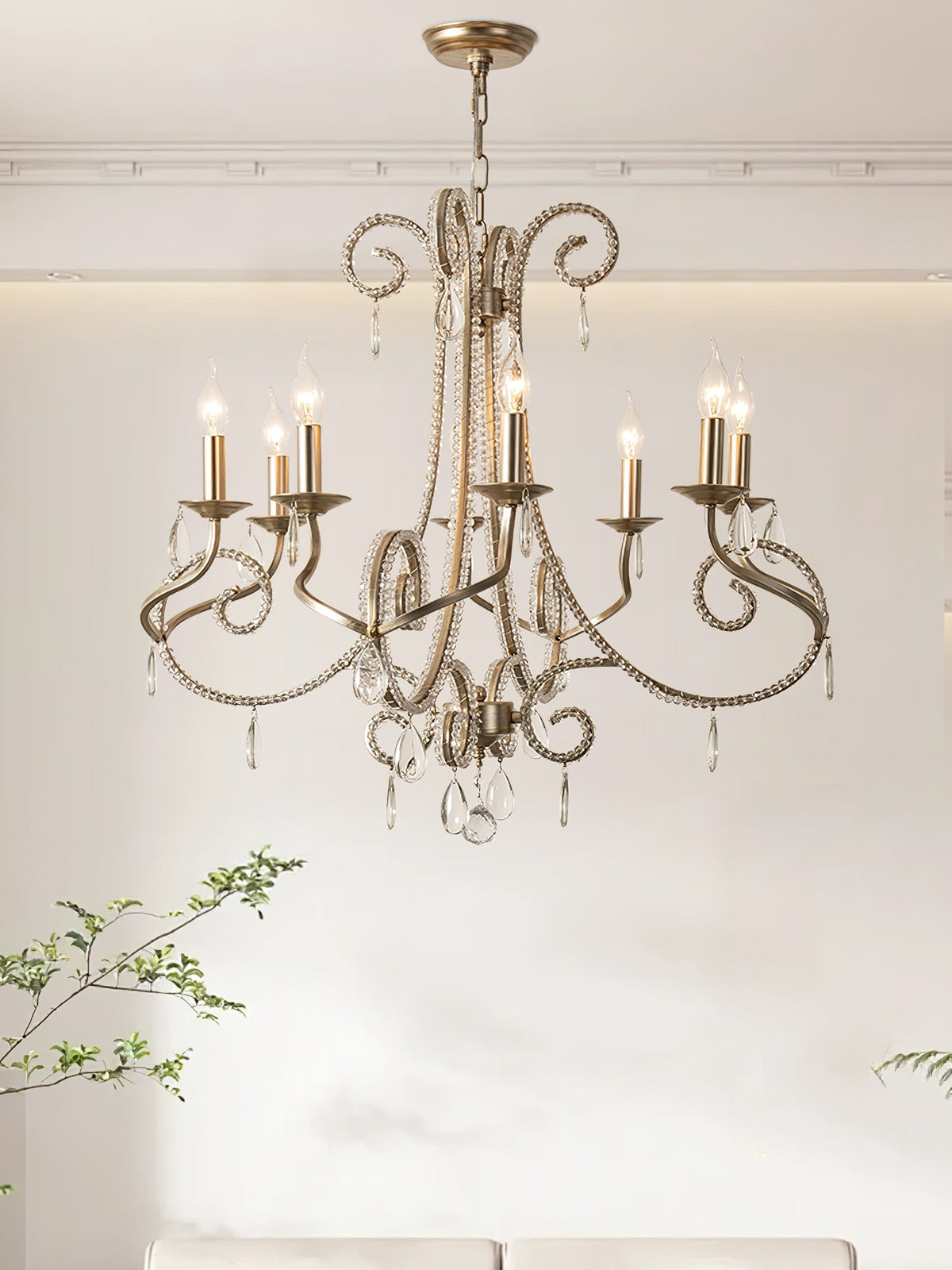 Candle Crystal Chandelier with Sparkling Accents