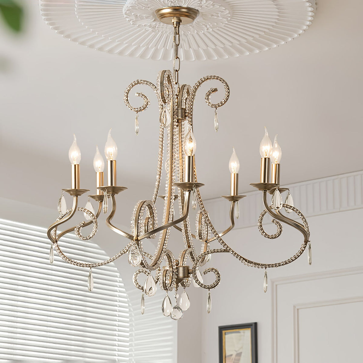 Candle Crystal Chandelier with Sparkling Accents — detail view