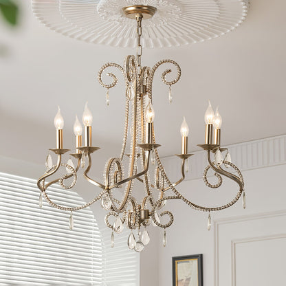 Candle Crystal Chandelier with Sparkling Accents — detail view