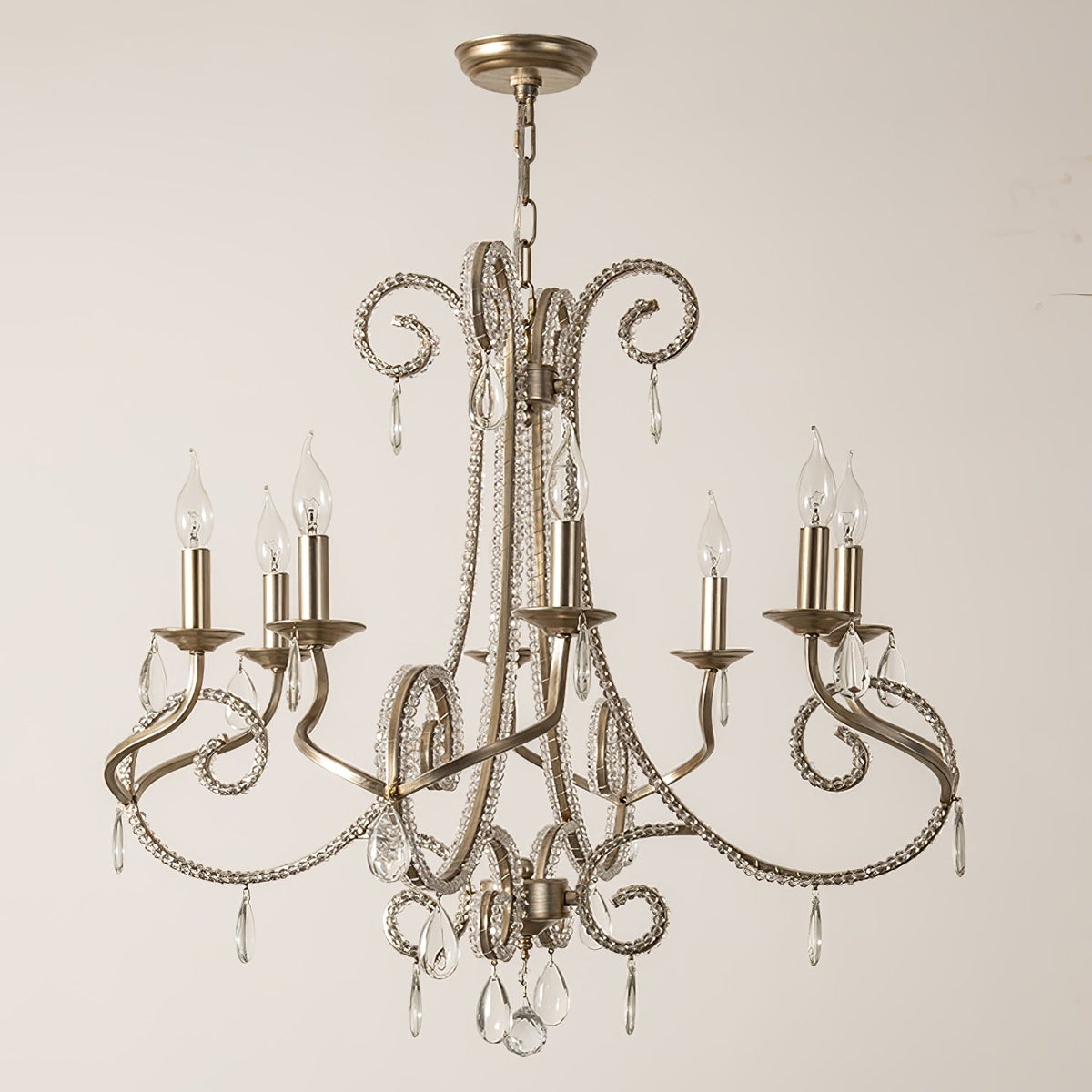 Candle Crystal Chandelier with Sparkling Accents — front view