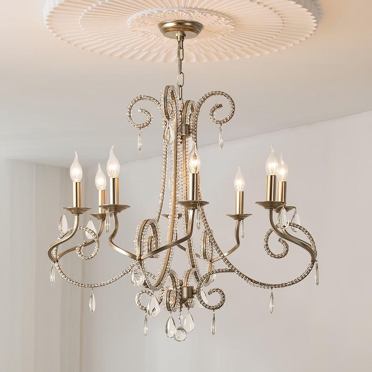 Candle Crystal Chandelier with Sparkling Accents — alternate angle