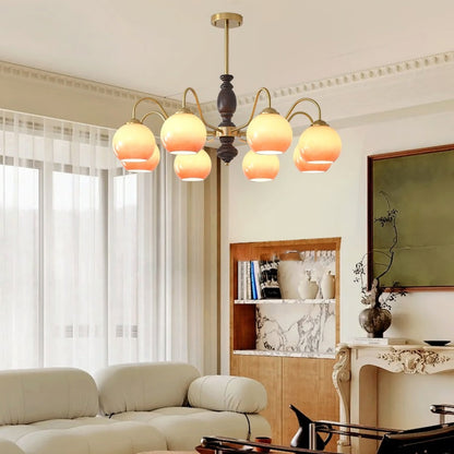 Caramel Orb Chandelier with Adjustable Height