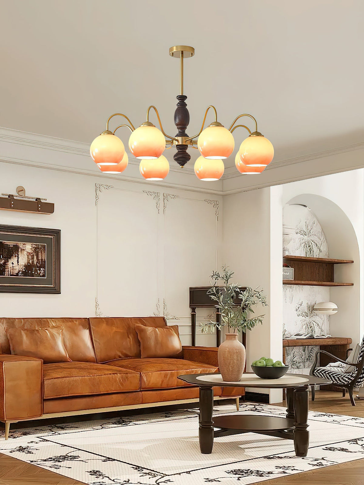 Caramel Orb Chandelier with Adjustable Height