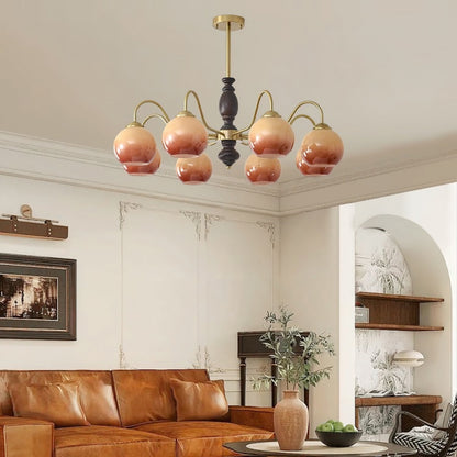Caramel Orb Chandelier with Adjustable Height