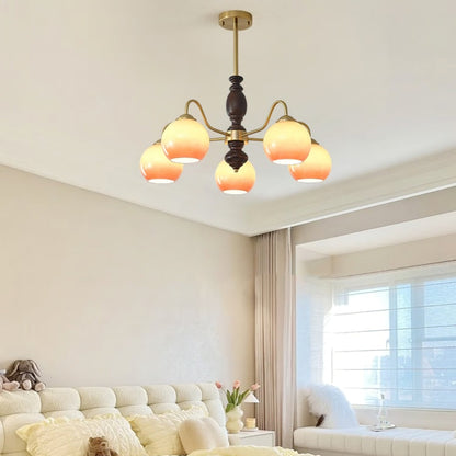 Caramel Orb Chandelier with Adjustable Height