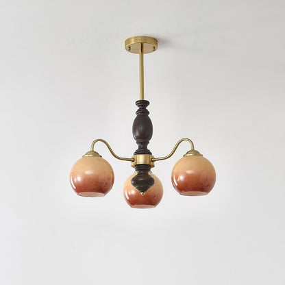 Caramel Orb Chandelier with Adjustable Height