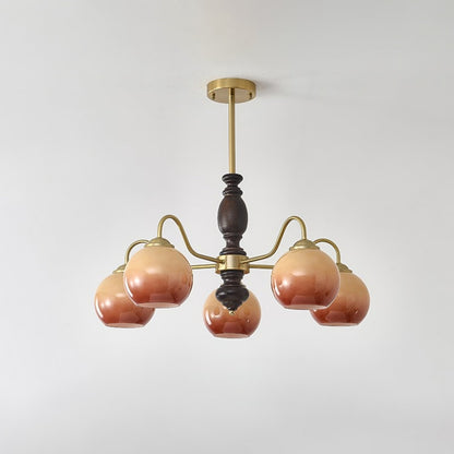 Caramel Orb Chandelier with Adjustable Height