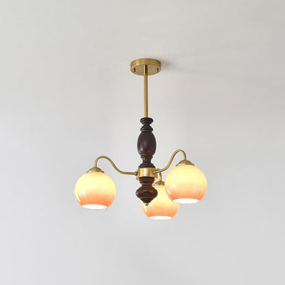 Caramel Orb Chandelier with Adjustable Height — front view