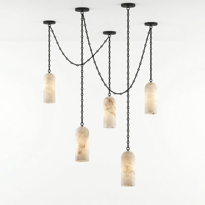 Cascading Capsule Chandelier with Adjustable Heads