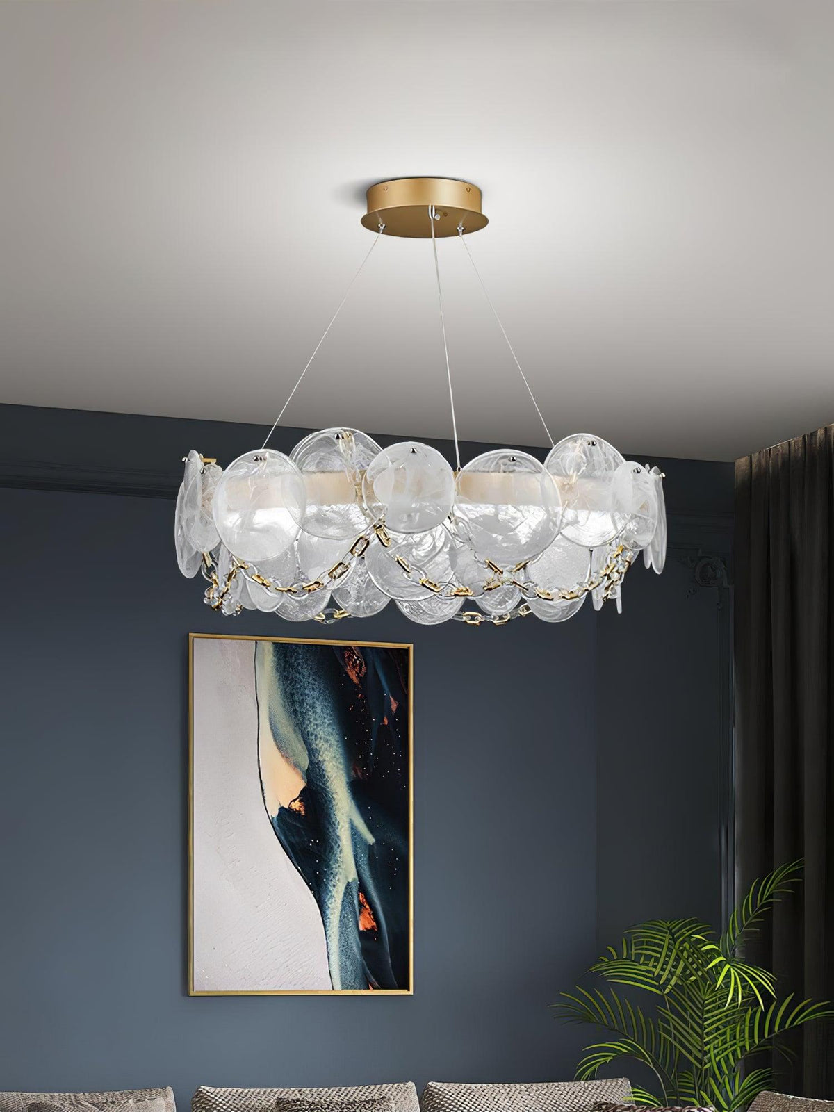 Chandelier with Crystal Accents, Color-Changing Light