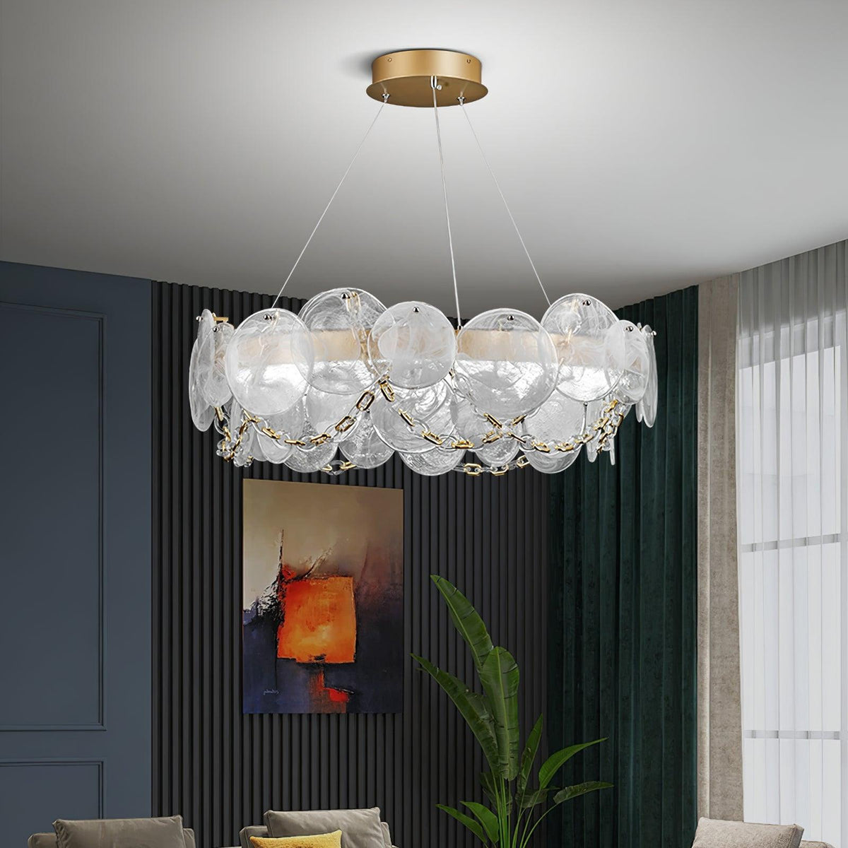 Chandelier with Crystal Accents, Color-Changing Light — alternate angle