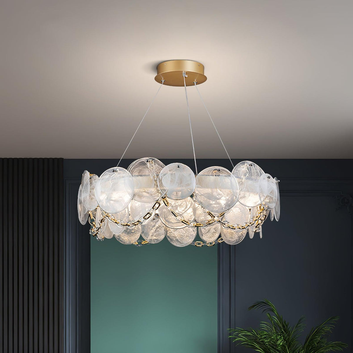 Chandelier with Crystal Accents, Color-Changing Light — lifestyle view
