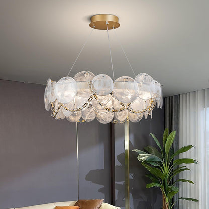 Chandelier with Crystal Accents, Color-Changing Light — front view