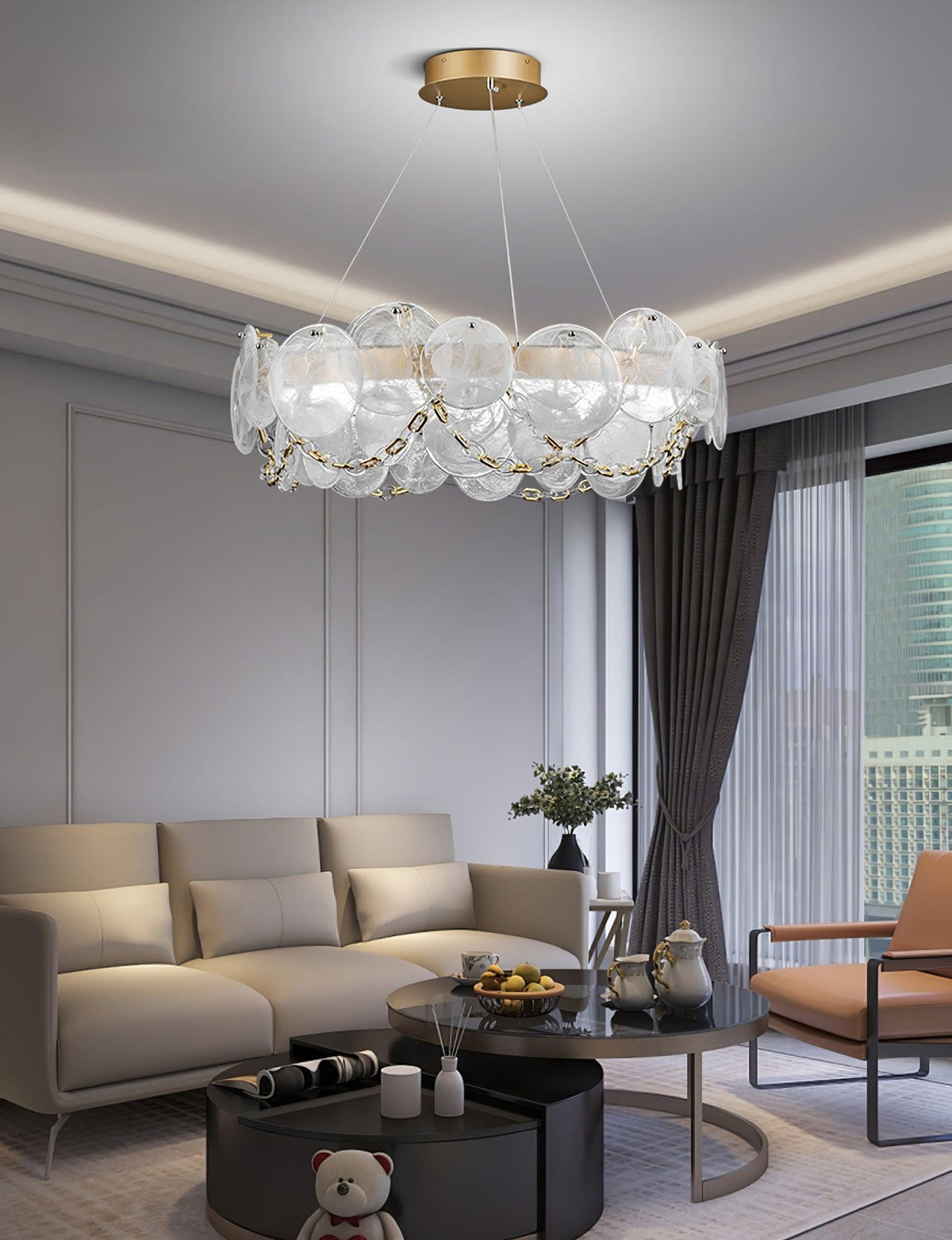 Chandelier with Crystal Accents, Color-Changing Light