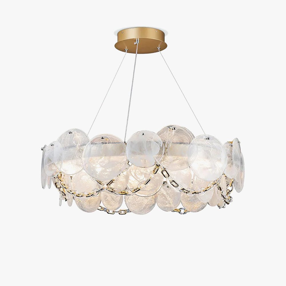 Chandelier with Crystal Accents, Color-Changing Light — side view
