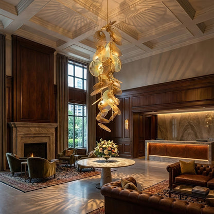 Cattail Leaf Chandelier with Adjustable Height — alternate angle