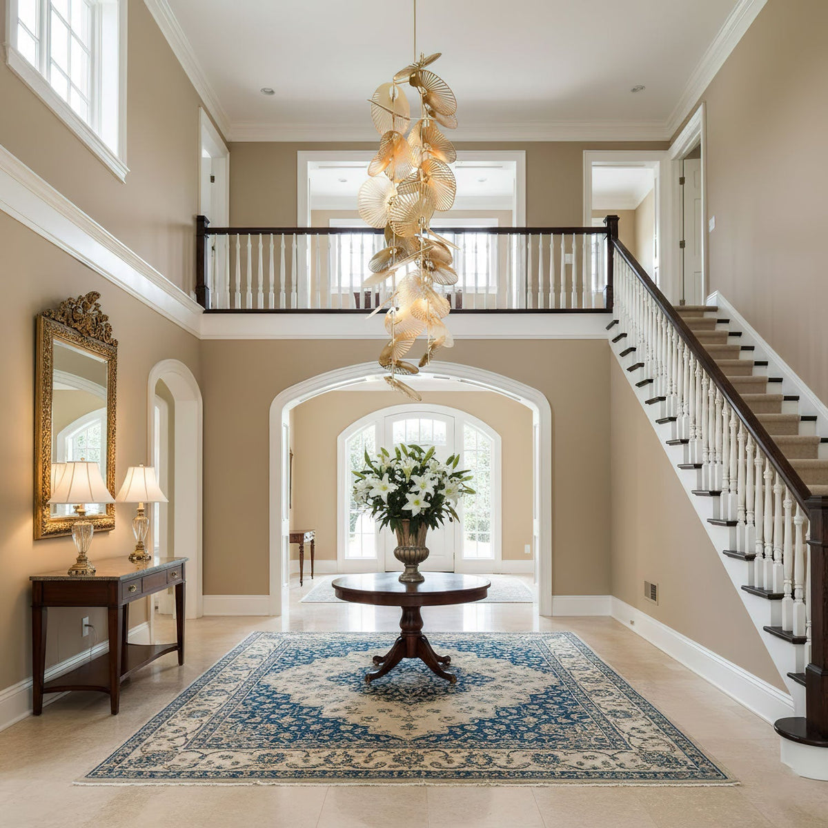 Cattail Leaf Chandelier with Adjustable Height