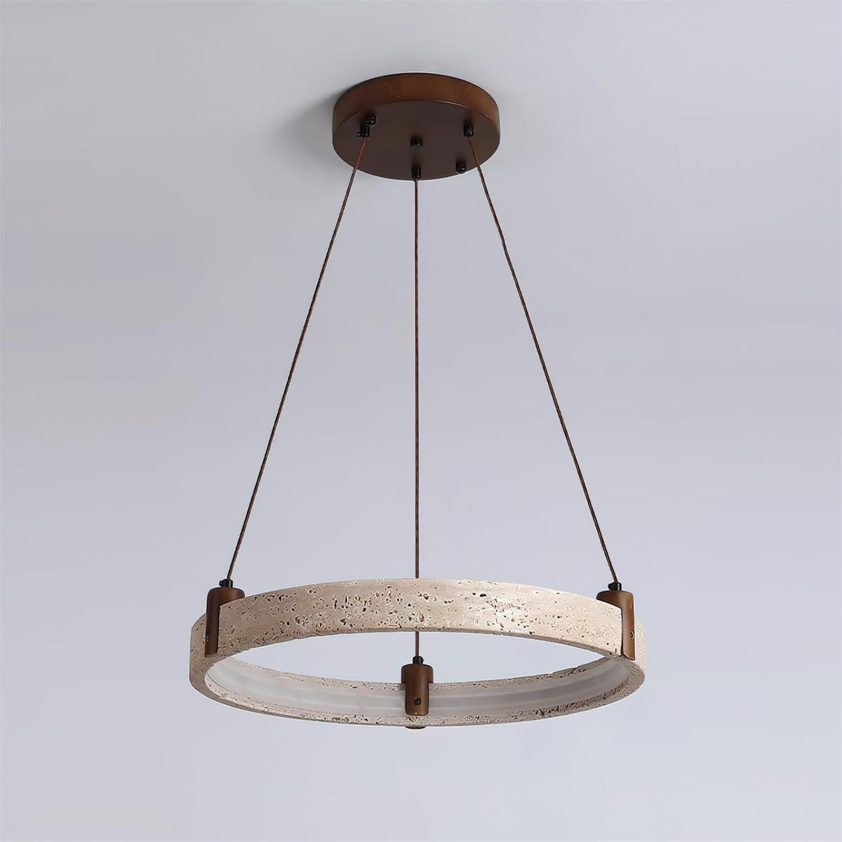 Celestial Orbit Travertine Chandelier with Adjustable Height