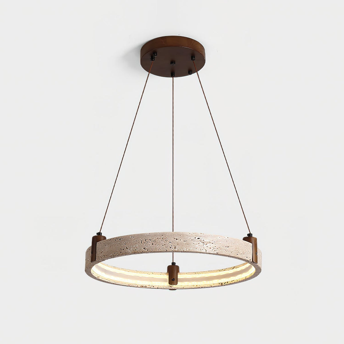 Celestial Orbit Travertine Chandelier with Adjustable Height
