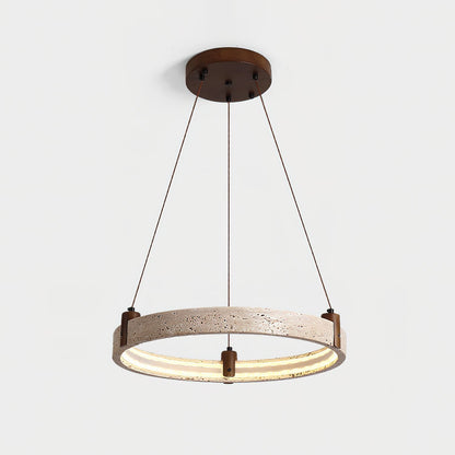Celestial Orbit Travertine Chandelier with Adjustable Height