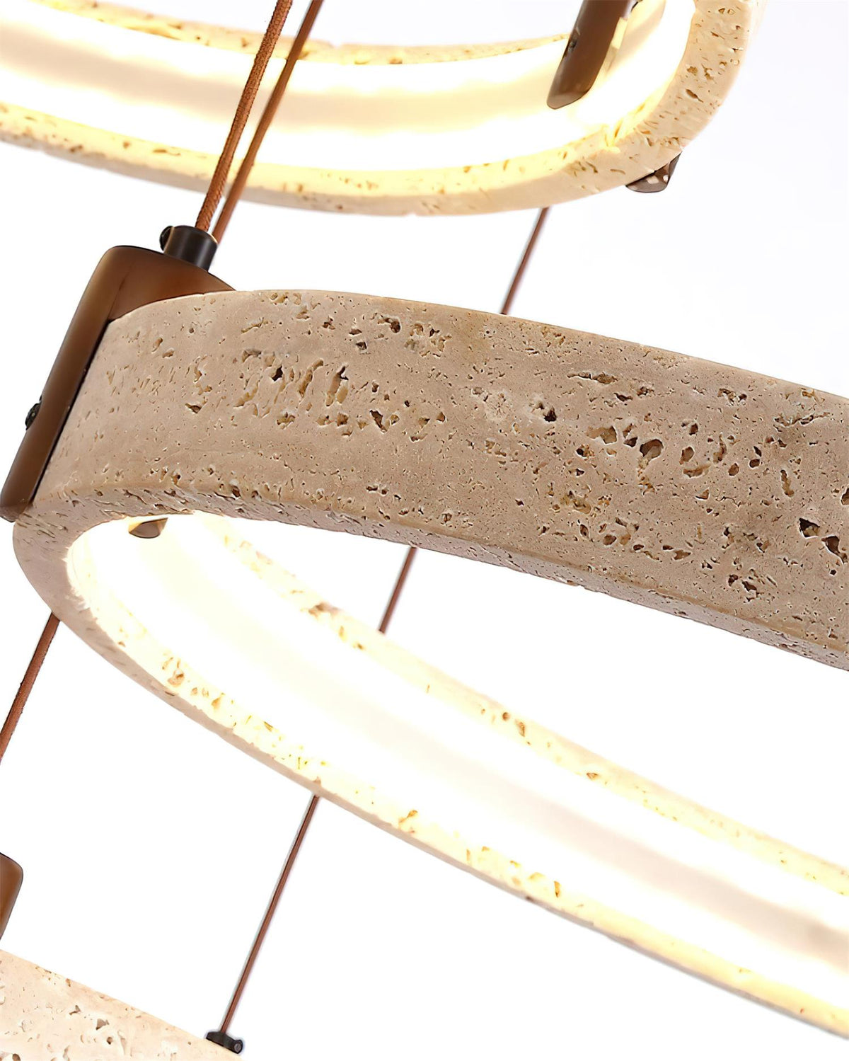Celestial Orbit Travertine Chandelier with Adjustable Height