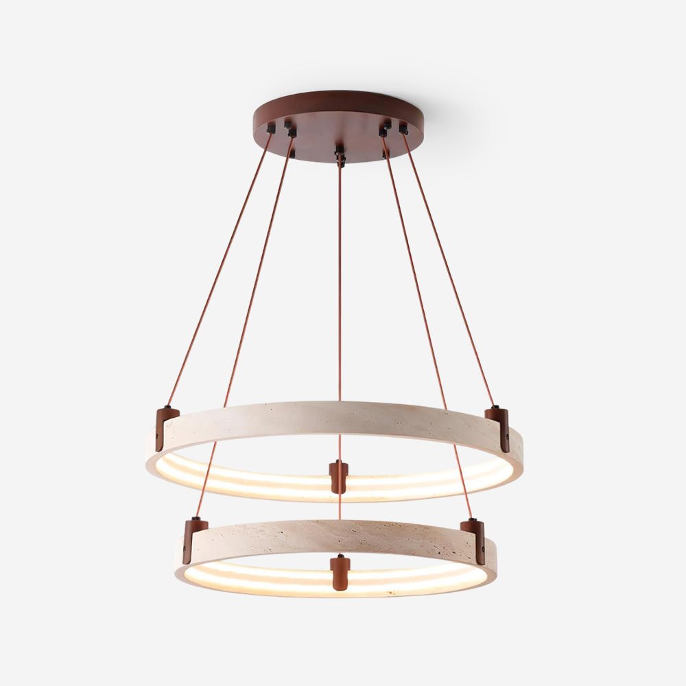 Celestial Orbit Travertine Chandelier with Adjustable Height