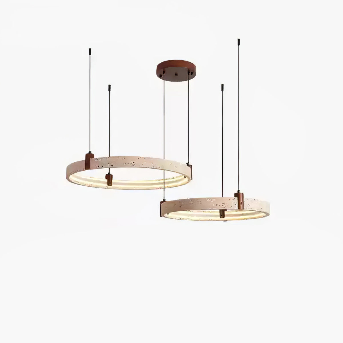 Celestial Orbit Travertine Chandelier with Adjustable Height