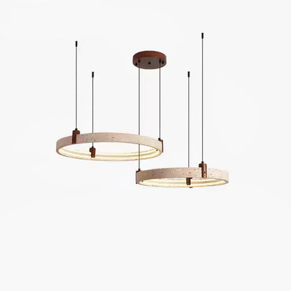 Celestial Orbit Travertine Chandelier with Adjustable Height