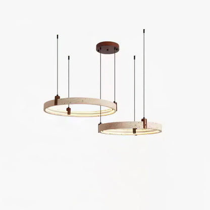 Celestial Orbit Travertine Chandelier with Adjustable Height