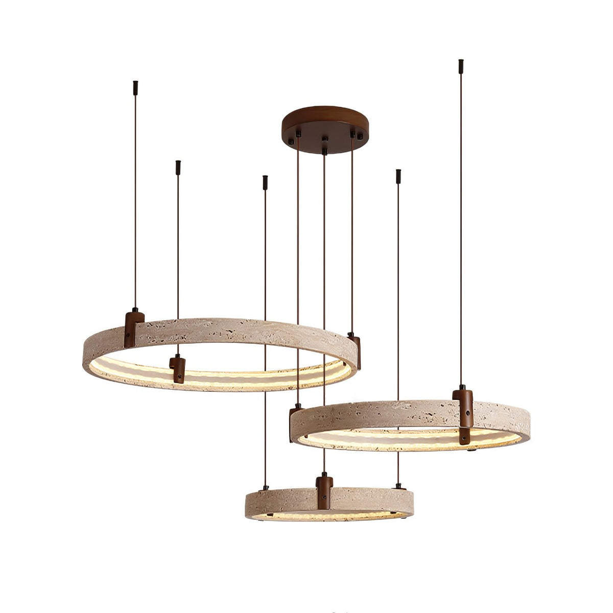 Celestial Orbit Travertine Chandelier with Adjustable Height — detail view