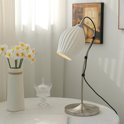 Ceramic Ribbed Table Lamp with Adjustable Brightness — lifestyle view