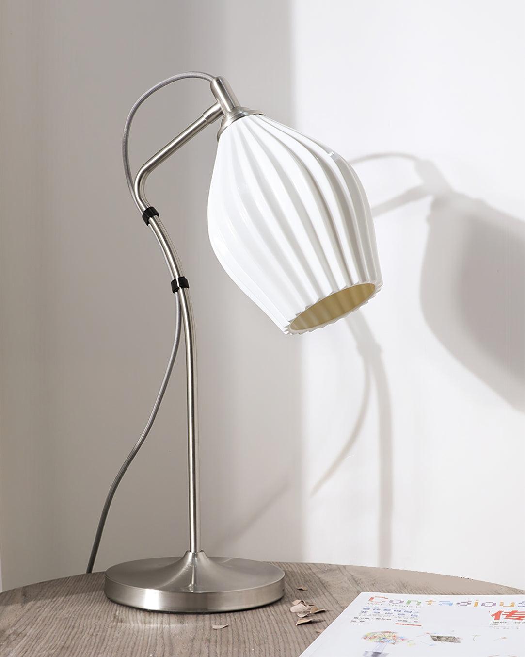 Ceramic Ribbed Table Lamp with Adjustable Brightness