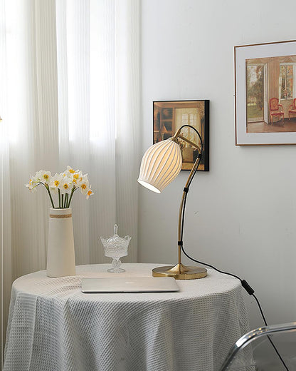 Ceramic Ribbed Table Lamp with Adjustable Brightness