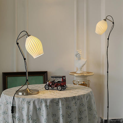 Ceramic Ribbed Table Lamp with Adjustable Brightness