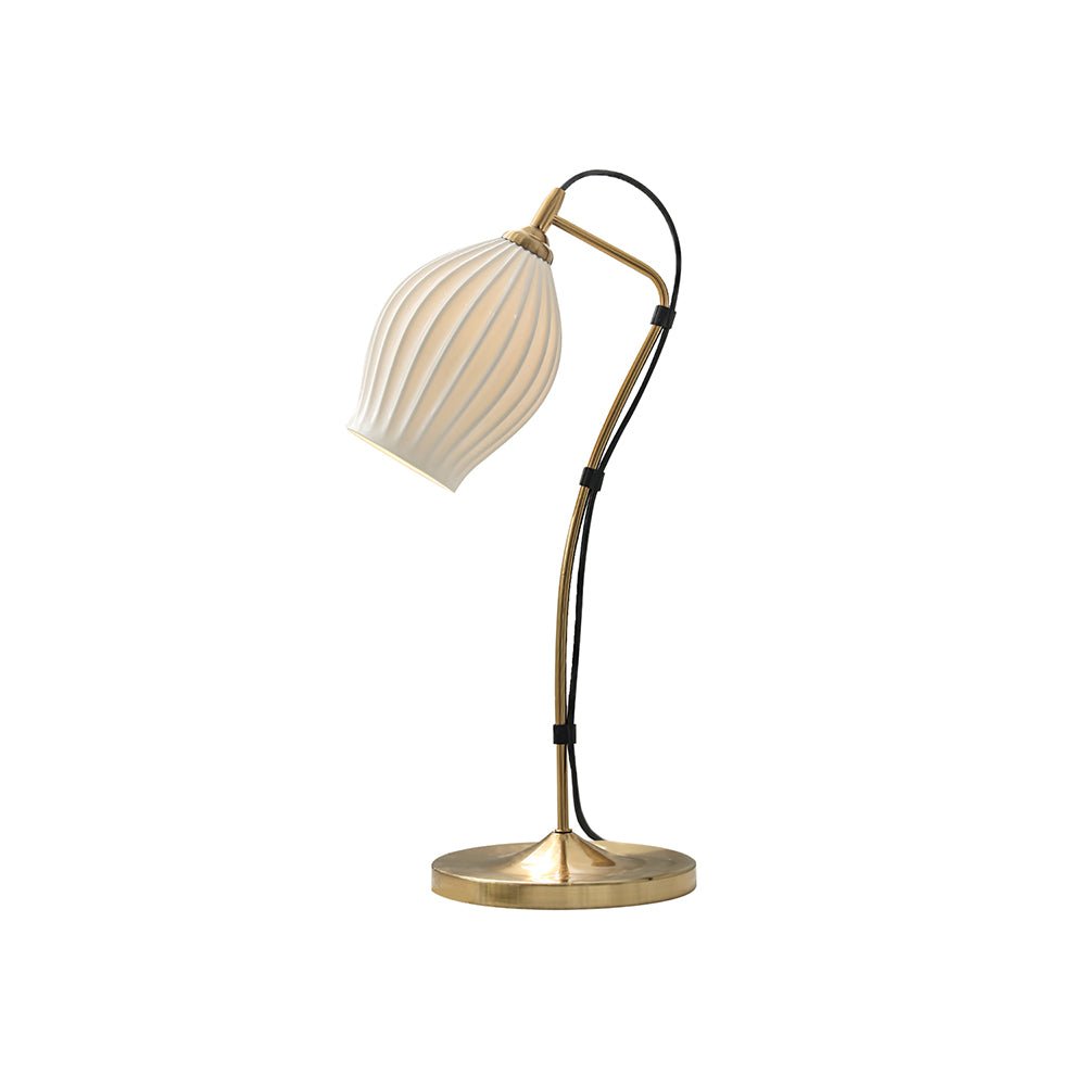 Ceramic Ribbed Table Lamp with Adjustable Brightness — front view