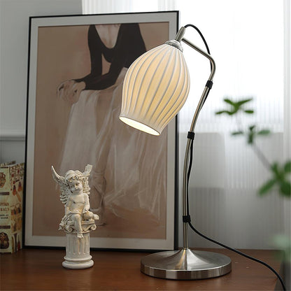 Ceramic Ribbed Table Lamp with Adjustable Brightness
