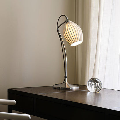 Ceramic Ribbed Table Lamp with Adjustable Brightness