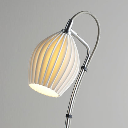Ceramic Ribbed Table Lamp with Adjustable Brightness