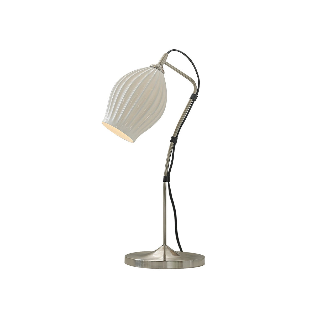 Ceramic Ribbed Table Lamp with Adjustable Brightness — side view