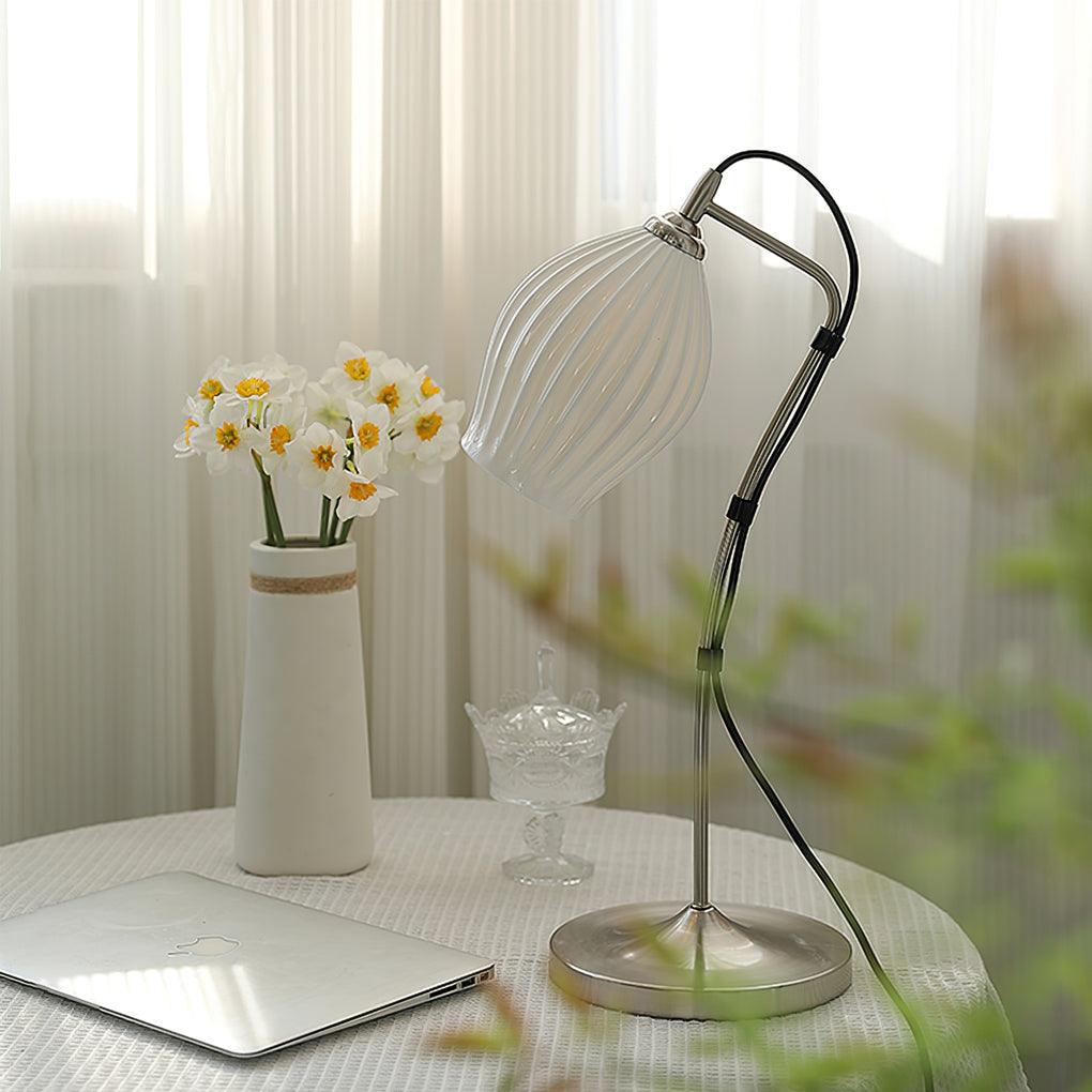 Ceramic Ribbed Table Lamp with Adjustable Brightness