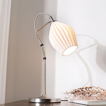 Ceramic Ribbed Table Lamp with Adjustable Brightness