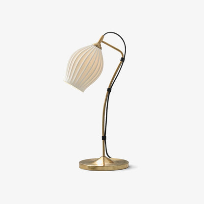 Ceramic Ribbed Table Lamp with Adjustable Brightness — detail view